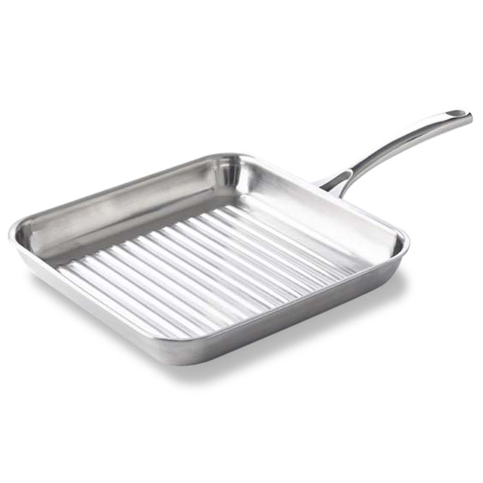 Superior Tri-Ply grillpan 28x28 cm zilver vooraanzicht