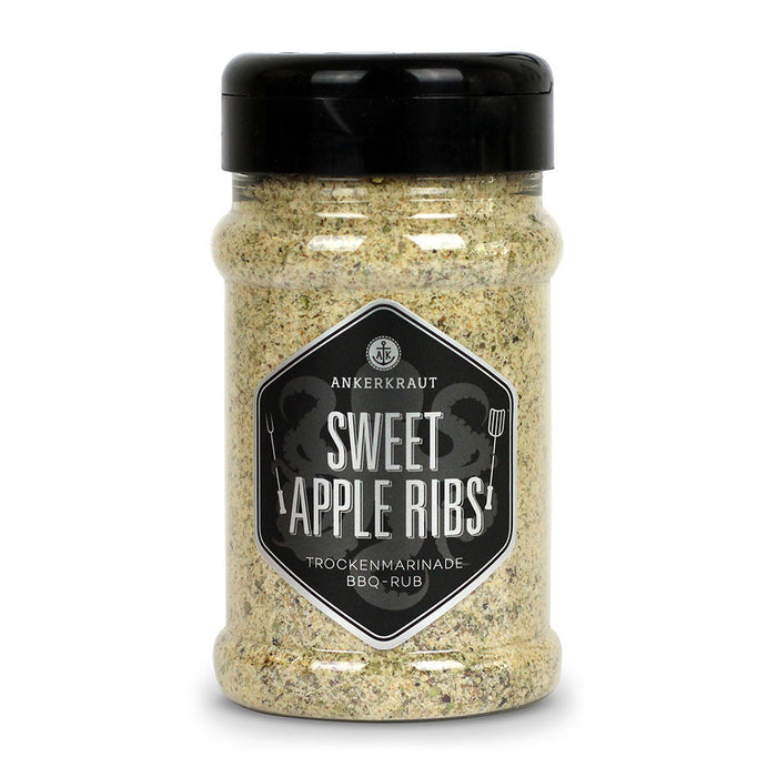 Ankerkraut Ribs Rub im Gewürzstreuer vor weißem Hintergrund.