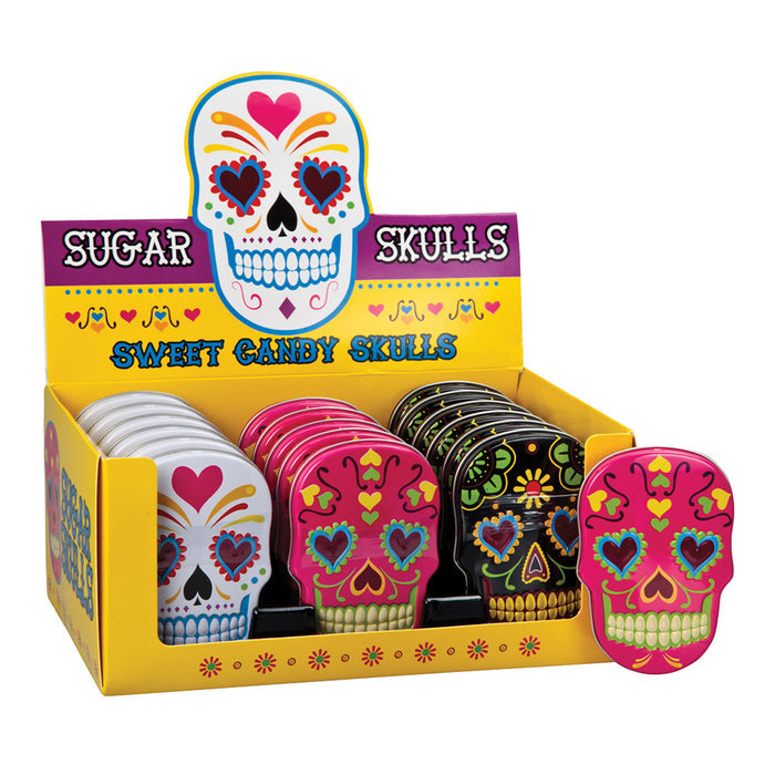 Sweet Candy Skulls Dia del los Muertos Hard Candy 1.4 OZ Tin - 18 Count