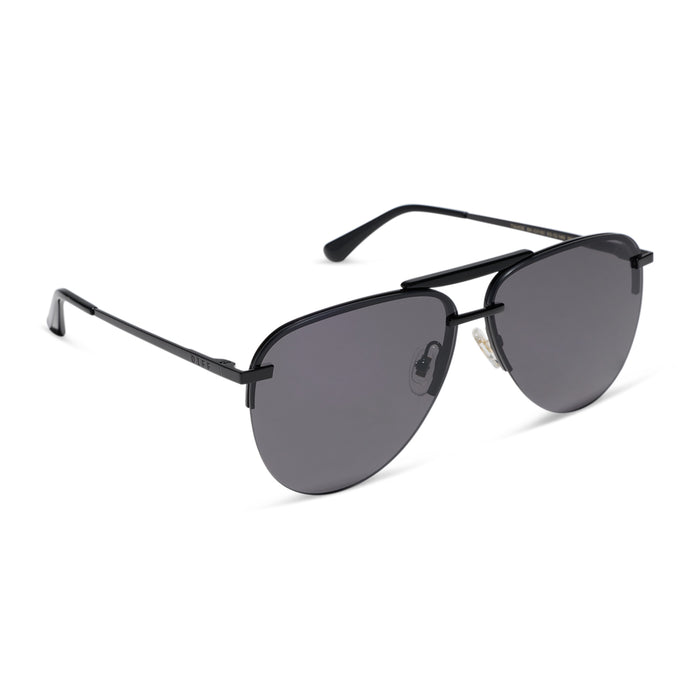 Tahoe sunglasses with black frames and grey lens angle view