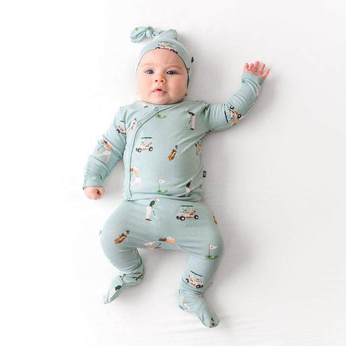 Newborn in Bamboo Take Me Home Set with Cap in Golf Print