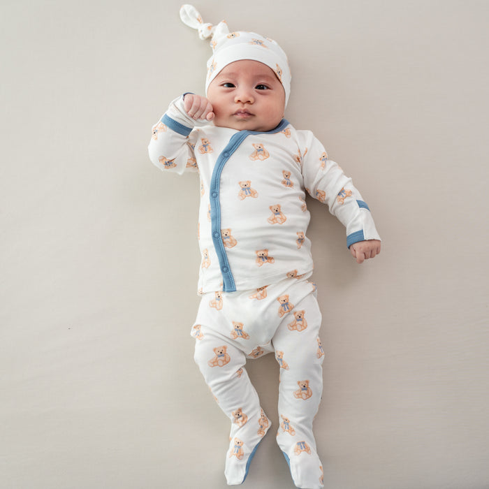 Baby wearing Take Me Home Set with Cap in Teddy Bear