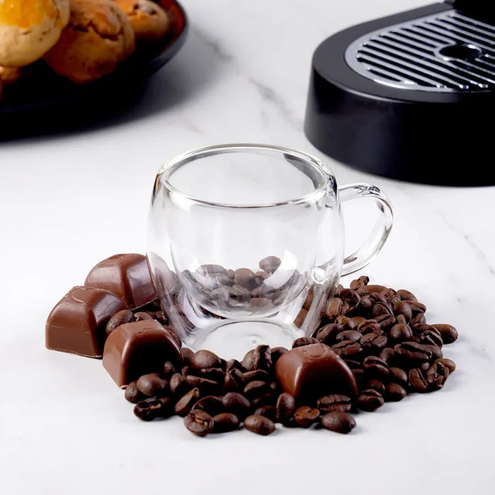 Tasses Karaca à double paroi en verre borosilicate avec anse pour 2 personnes, 150 ml