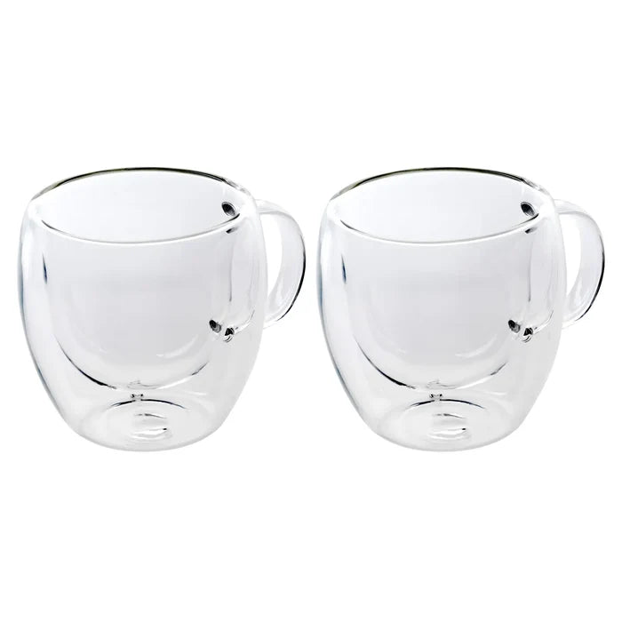 Tasses Karaca à double paroi en verre borosilicate avec anse pour 2 personnes, 150 ml