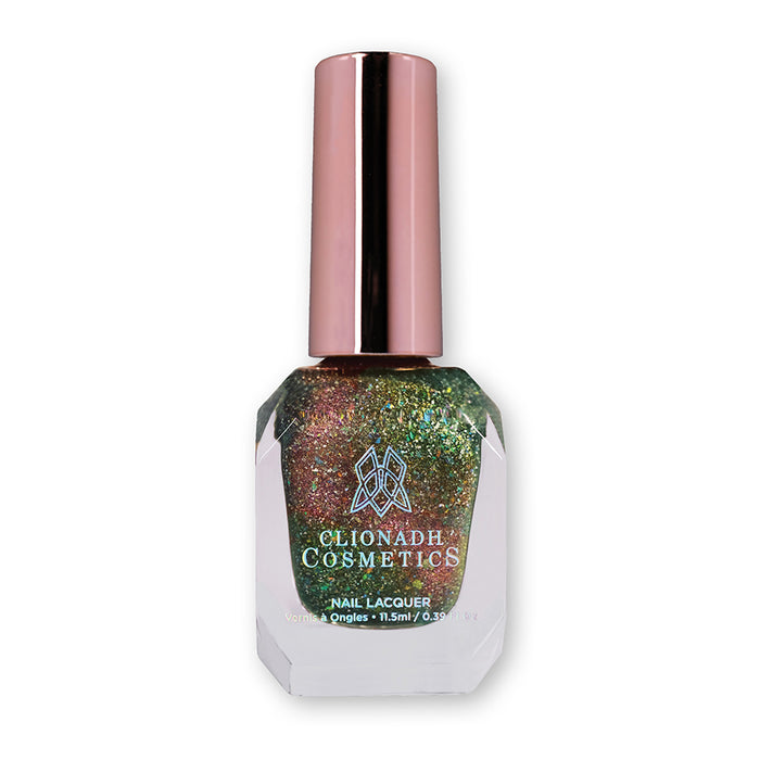 Bottle of nail polish containing Th1rt3en Nail Lacquer on a white background.