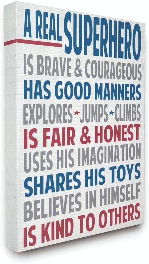 The Kids Room By Stupell A Real Superhero Typography Canvas Art 16x1.5x20