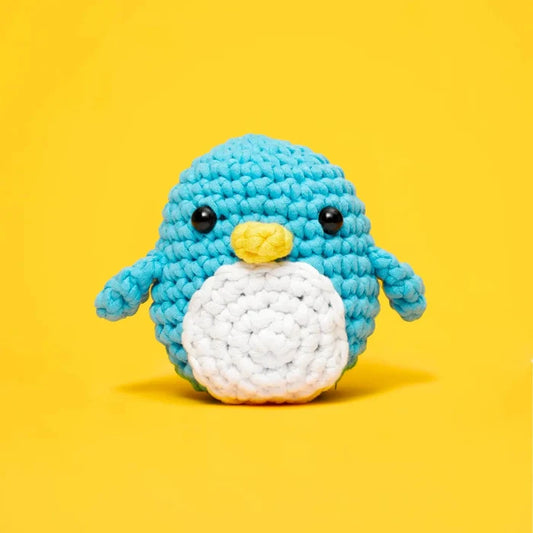 The Woobles Pierre the Blue Penguin Beginner Crochet Kit - Owl & Goose Gifts