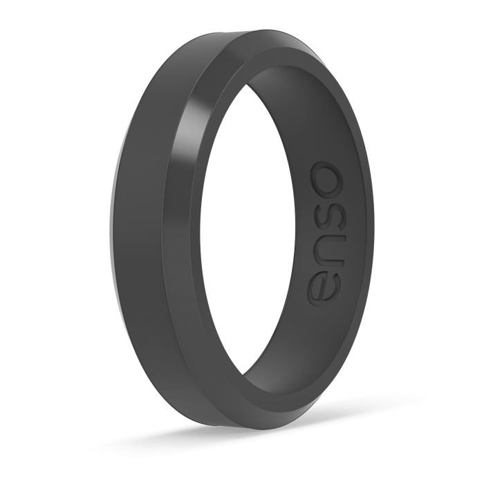 Bevel Thin Silicone Ring - Slate