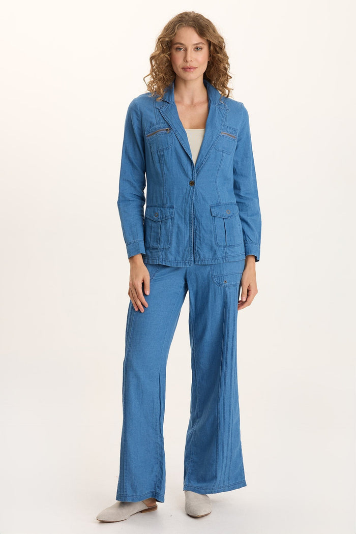 XCVI Thurman Indigo Twill Single-Button Blazer
