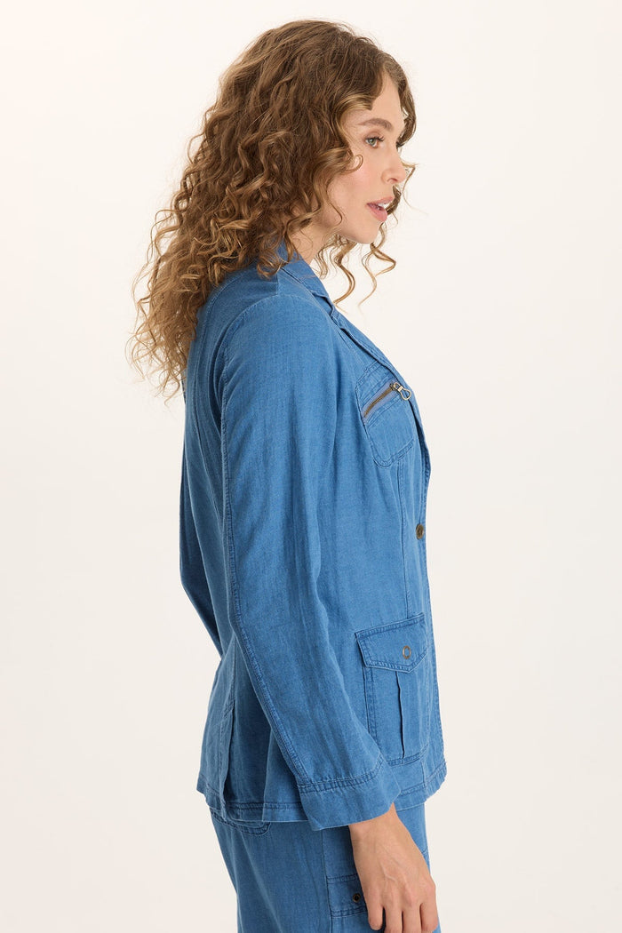 XCVI Thurman Indigo Twill Single-Button Blazer