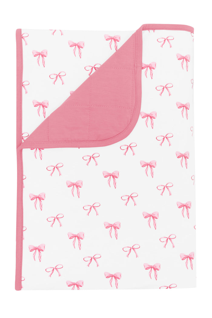 Kyte Baby Toddler Blanket in Bow 1.0 with Apple Blossom backing