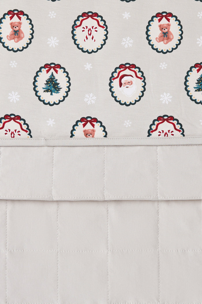 Front and back of Toddler Blanket in Holiday Medallion 1.0 print on a white background