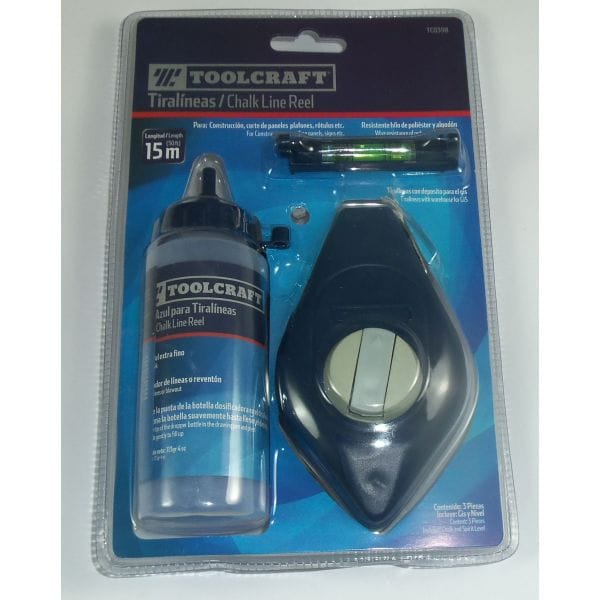 Toolcraft Chalk Line 50', with Level, Durable and Trusted by Professionals and DIYers - TC0398 Mega
