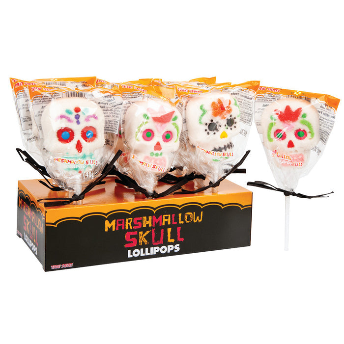 Treat Street Day Of The Dead Marshmallow Skull Lollipops - 12 Count