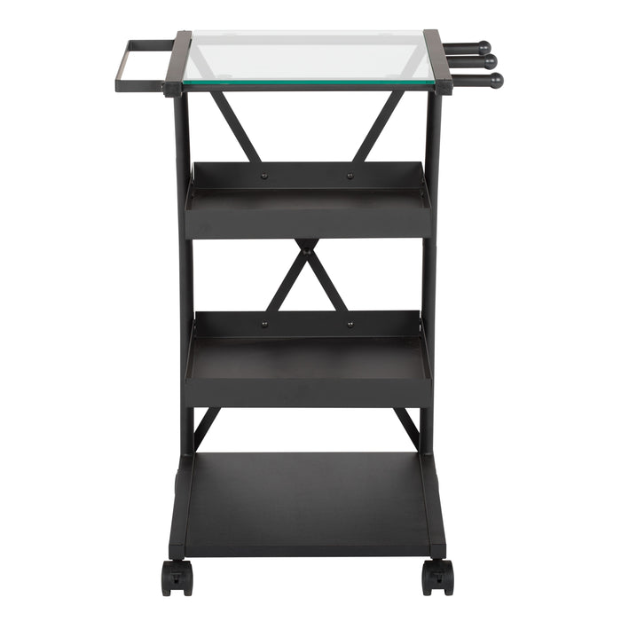 Triflex Mobile Metal, 4-Shelf Art and Craft Taboret/ Organizer Cart- Black/ Glass 13273
