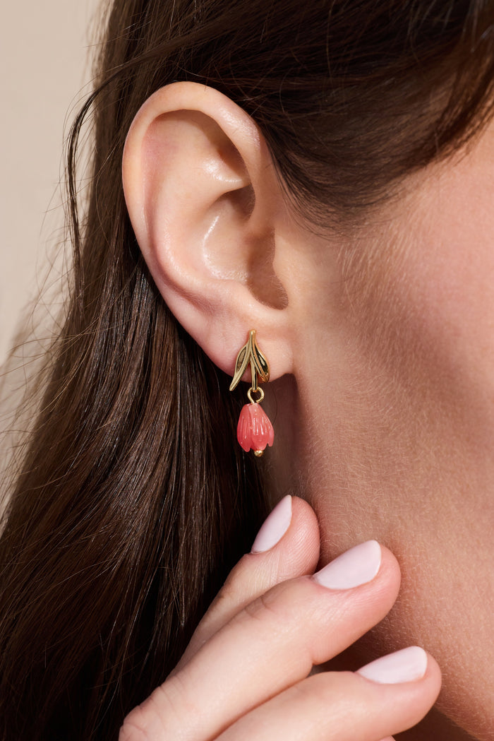 Tulip Cherry Quartz Earrings