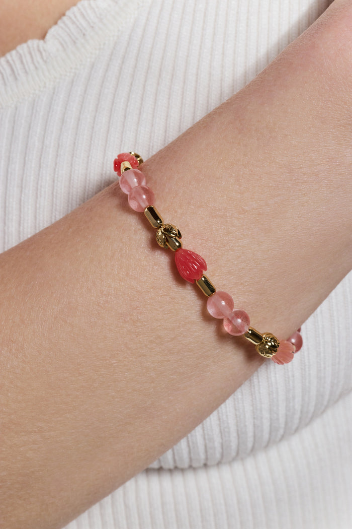 Tulip Cherry Quartz Stretch Bracelet