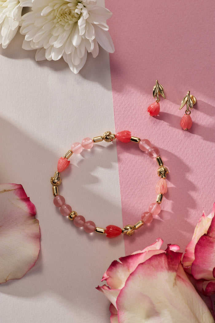 Tulip Cherry Quartz Stretch Bracelet