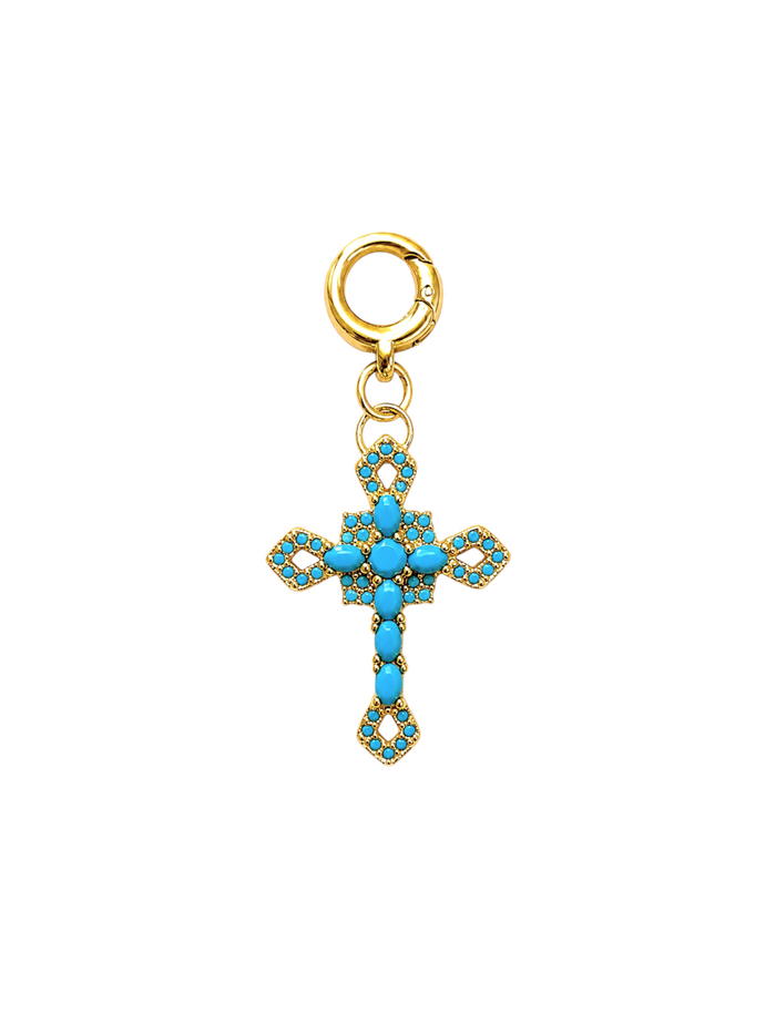 Turquoise Stone Cross Clip-On Charm
