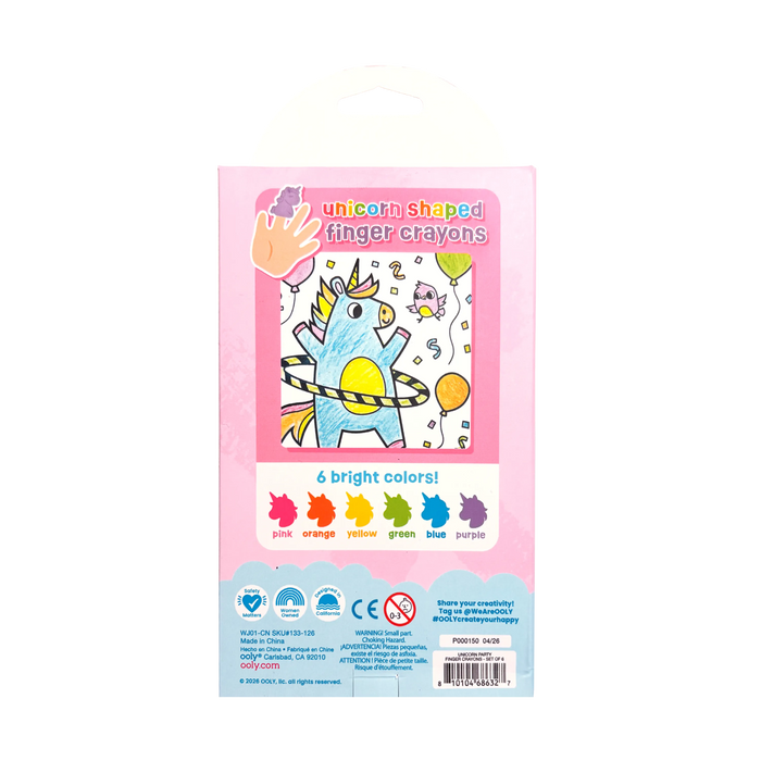 Unicorn Party Finger Crayons - Set of 6