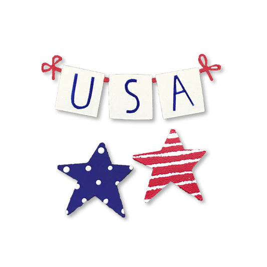 USA Banner w/ Star Magnets S/3 (3.5"w)