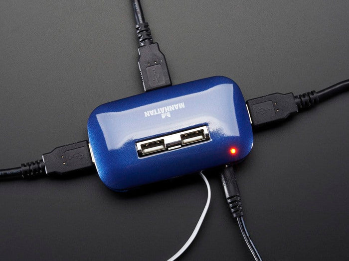 USB 2.0 Powered Hub - 7 Ports with 5V 2A Power Supply [discontinued] by The Pi Hut - The Pi Hut
