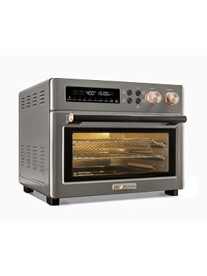 VAL CUCINA Classic Series Air Fryer - Metallic Grey Stainless Steel Toaster Oven 10-in-1
