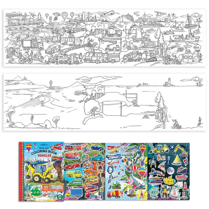 Vehicles Fold Out Coloring Book