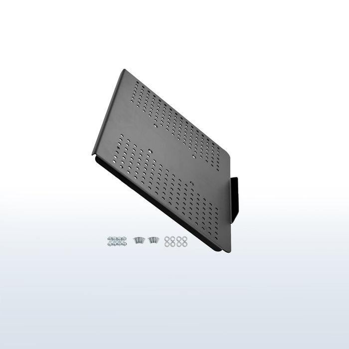 Laptop holder tray with included hardware.