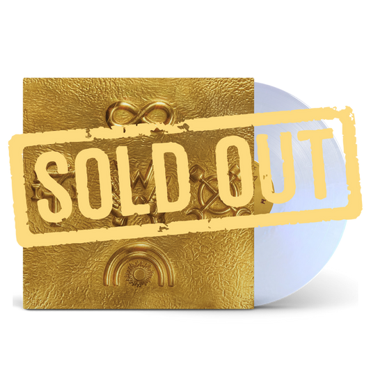 Weezer artifact wzr.002 white gold vinyl album with gold textured cover embossed infinity and rainbow, white vinyl visible