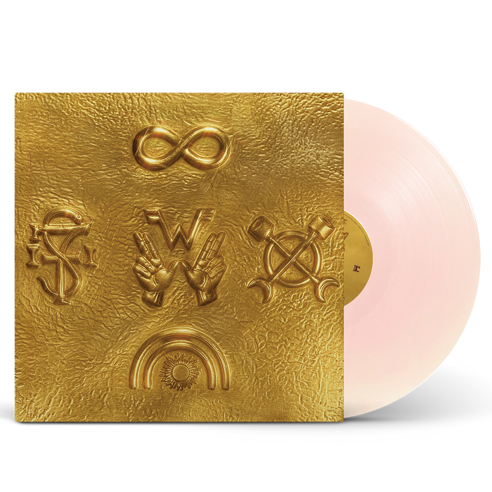 Weezer artifact wzr.003 rose gold vinyl featuring gold textured vinyl with embossed symbols and a pink translucent disc