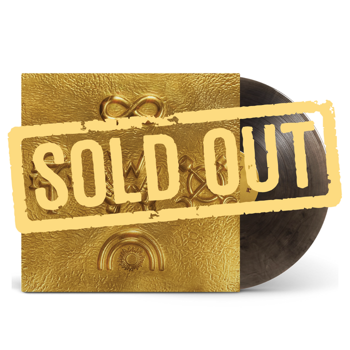 Weezer artifact wzr004 black gold vinyl featuring gold vinyl record with embossed infinity symbol and rainbow design cover
