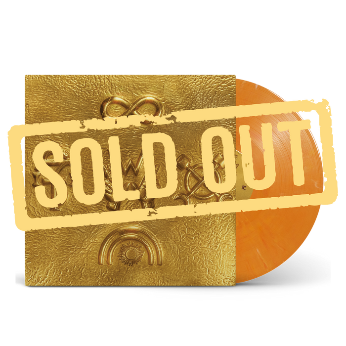 Weezer artifact wzr.005 fool’s gold vinyl features a gold vinyl record with orange translucent sleeve and signed art card