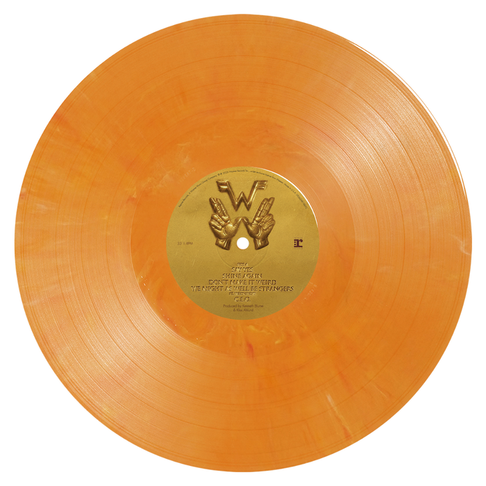 Weezer artifact wzr.005 fool’s gold vinyl features an orange translucent record with embossed hands and a gold center label signed art card included