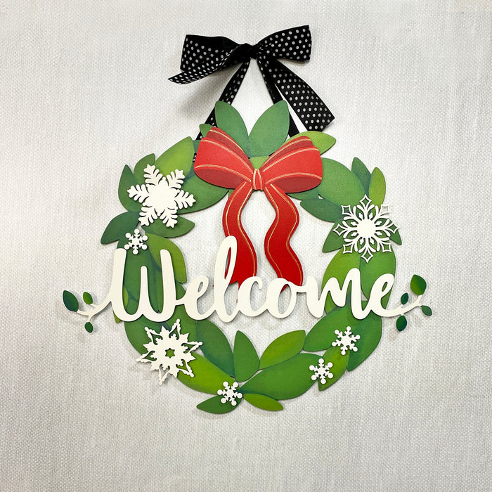 Welcome Magnetic Word w/ Greenery - 18" White