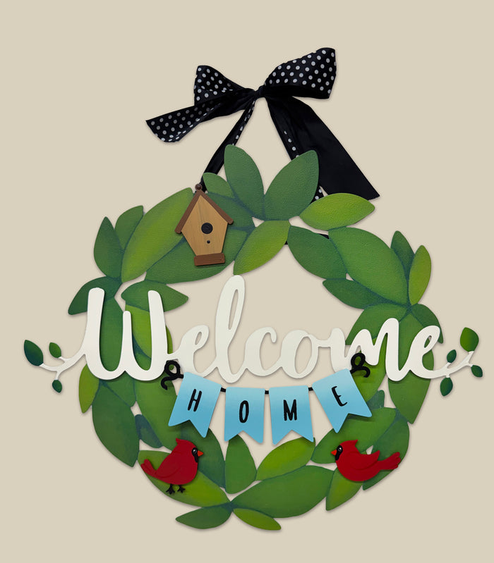Welcome Magnetic Word w/ Greenery - 18" White
