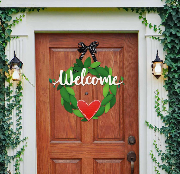 Welcome Magnetic Word w/ Greenery - 18" White