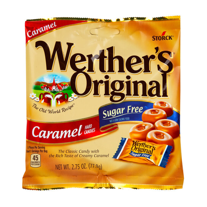 Werther's Original Sugar Free Caramel Hard Candy Peg Bag - 12 Count