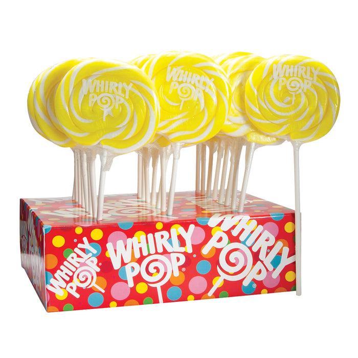 Whirly Pop Lemon Yellow and White Lollipop - 24 Count