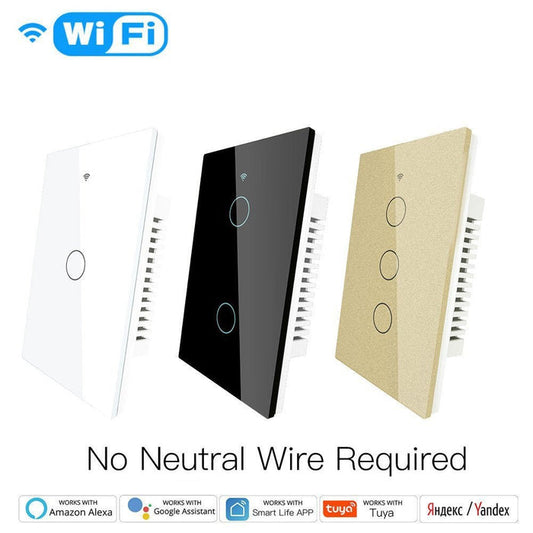WiFi RF433 Smart Light Wall Touch Switch Single Pole 95-130V US Standard - MOES