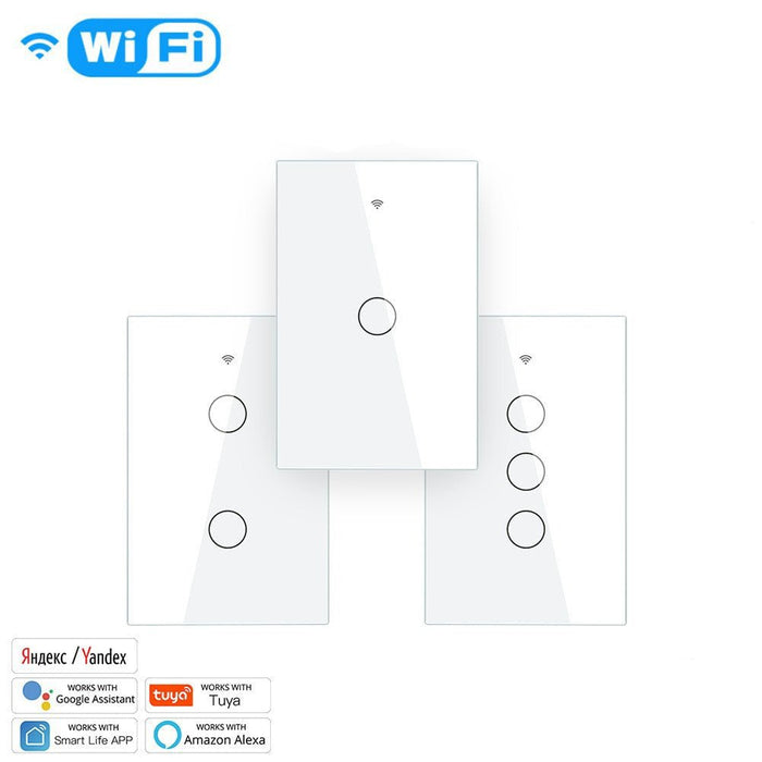 WiFi RF433 Smart Light Wall Touch Switch Single Pole 95-130V US Standard - MOES