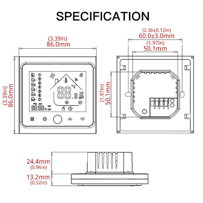 WiFi Central Air Conditioner Thermostat Temperature Controller 2 Pipe 4 Pipe 3 Speed Fan Coil Unit Work with Alexa Google Home - Moes