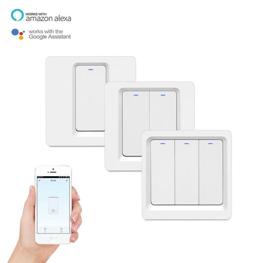 WiFi Smart Light Switch Push Button 2-way Multi-control 1/2/3 Gang EU UK Version Neutral Wire Required - Moes