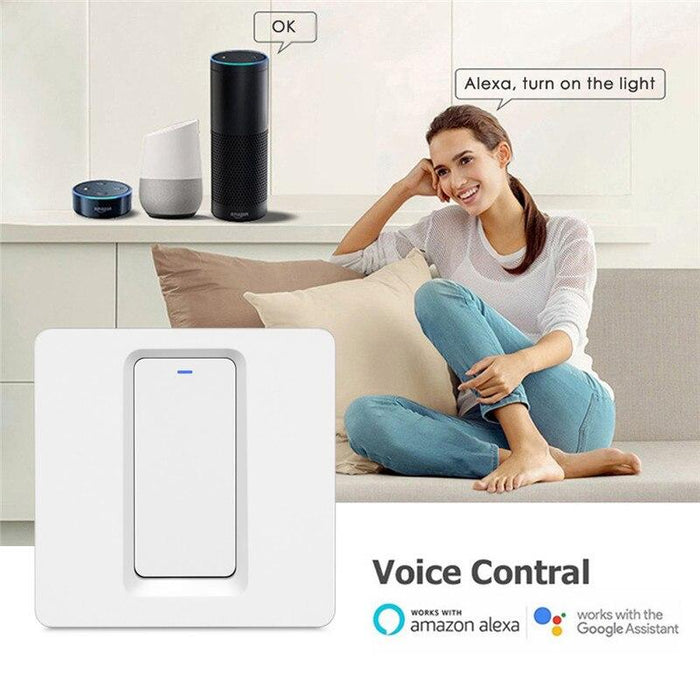 WiFi Smart Light Switch Push Button 2-way Multi-control 1 Gang EU UK Version Neutral Wire Required - Moes