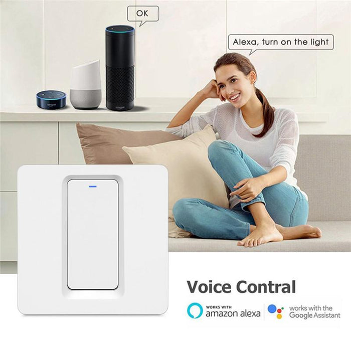 WiFi Smart Light Switch Push Button 2-way Multi-control 1 Gang EU UK Version with No Neutral Wire - Moes