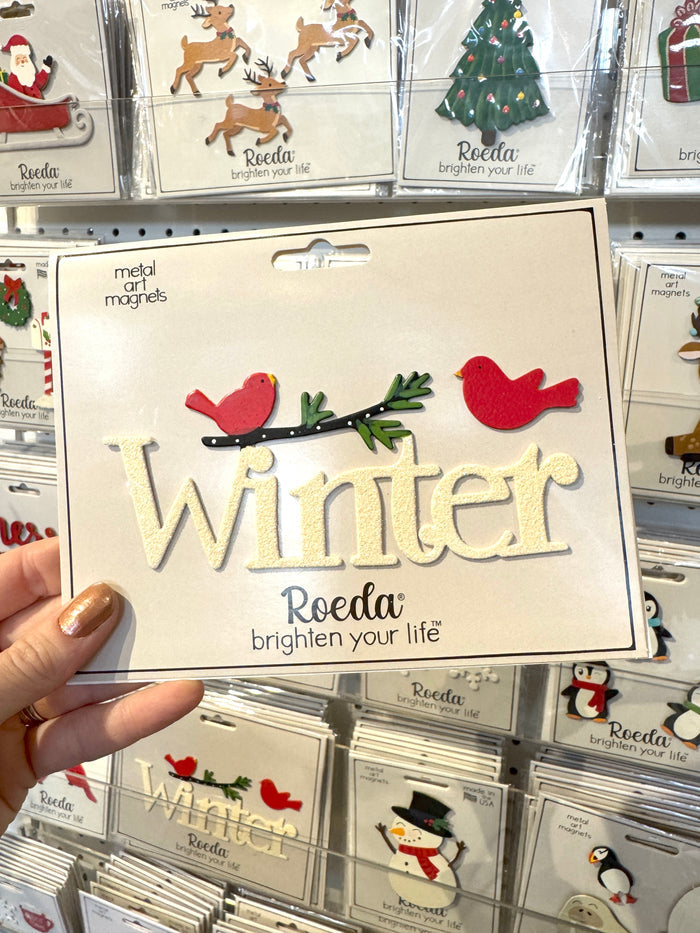 Winter w/ Bird Magnets S/2
