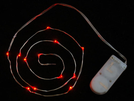Wire Light LED Strand - 10 Red LEDs + Coin Cell Holder [discontinued] by The Pi Hut - The Pi Hut