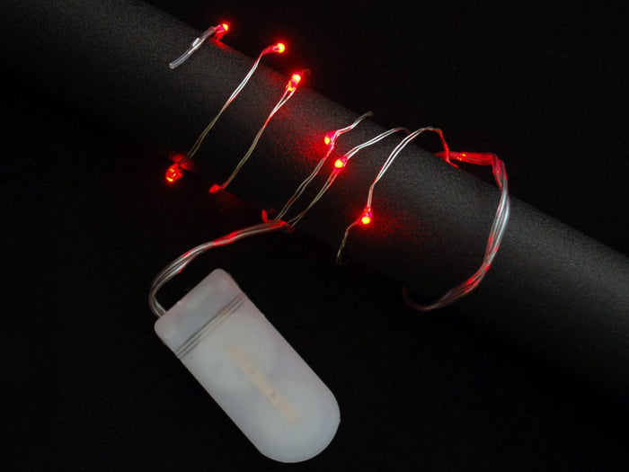 Wire Light LED Strand - 10 Red LEDs + Coin Cell Holder [discontinued] by The Pi Hut - The Pi Hut