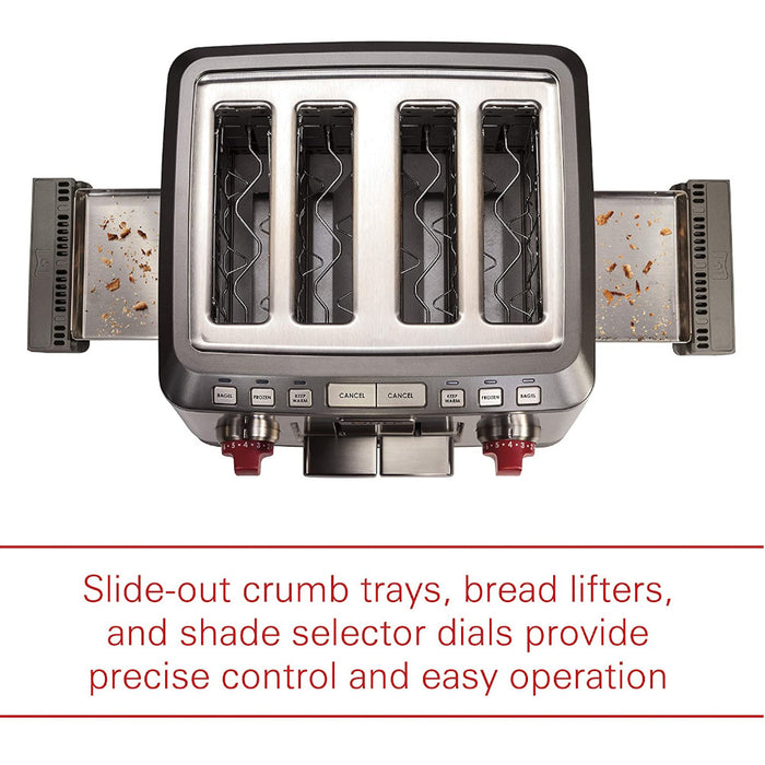 WOLF Gourmet 4-Slice Extra-Wide Slot Toaster - Factory serviced with 1 year warranty - WGTR104S