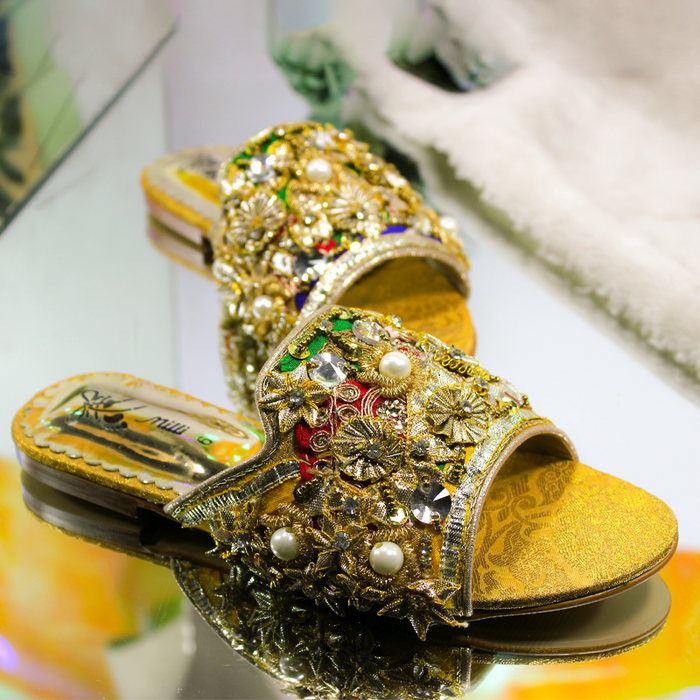 Women Slippers With Gota Work